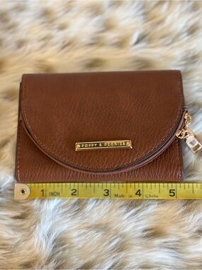 Poppy & Peonies Brown Leather Zip Wallet